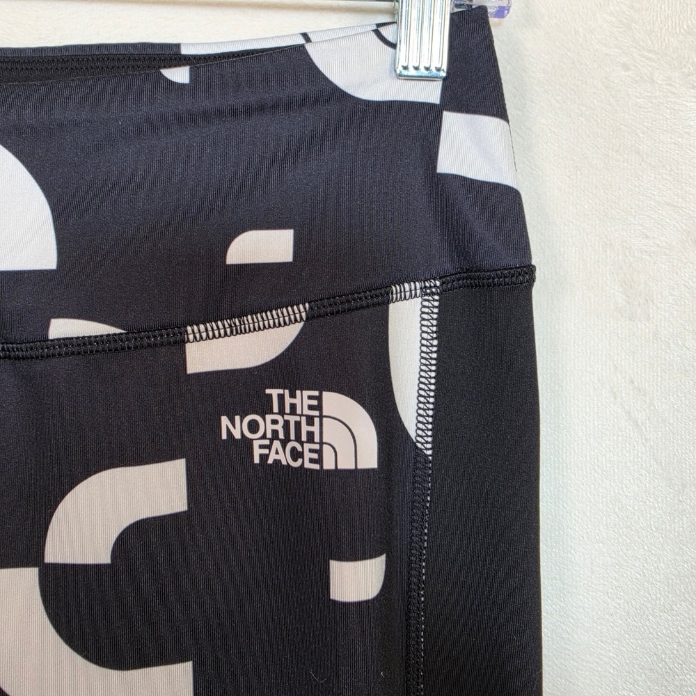 The North Face Leggings Womens M Black White Athleisure Geometric Crop 25" Yoga - Picture 8 of 16